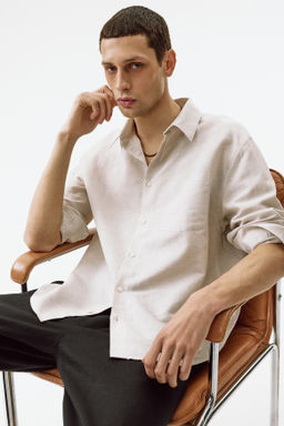 Camisa en mezcla de lino Relaxed Fit - H&m фото 12