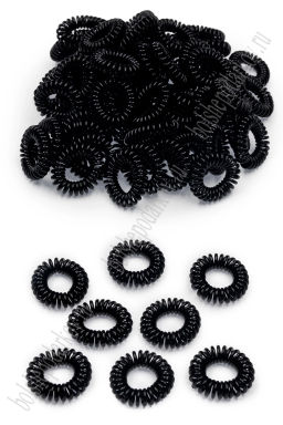 Резинки-пружинки для волос 3,5 см (100 шт) SF-7807, черный №2