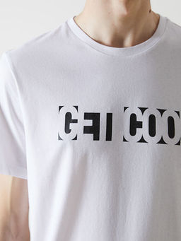 Bisiklet Yaka K?sa Kollu Bask?l? Penye Erkek Ti??rt