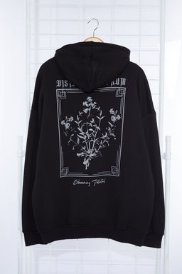 TRENDYOL MAN Antrasit Oversize/Genis Kesim Kapusonlu Cicek Bask? Ici Polar/S?cak Tutan Sweatshirt TMNAW24SW00100 - Trendyolmilla фото 25