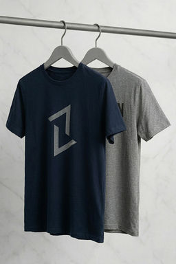 Siyah-Gri 2li Paket Regular/Normal Kal?p Bask?l? %100 Pamuk T-Shirt TMNSS26TS00043