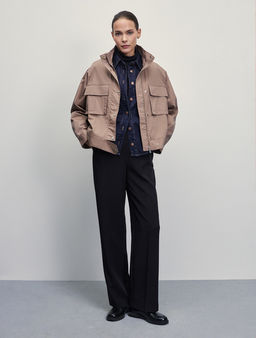 Куртка с накладными карманами и капюшоном / Zarina  фото 3