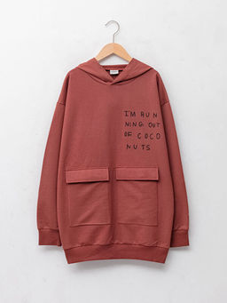 Kap??onlu Bask?l? Uzun Kollu Erkek ?ocuk Sweatshirt