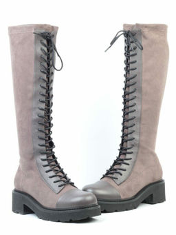 01-M06 GREY Ботинки демисезонные женские высокие (натуральная кожа, велюр, байка) - No name фото 12