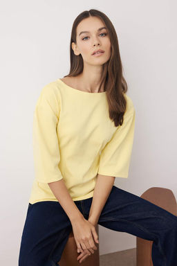 Kahverengi Interlok Peplum/Belden Oturmal? Esnek Orme Bluz TWOAW26BZ00187 - Trendyolmilla фото 6