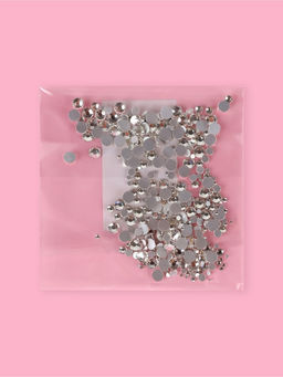 Стразы холодной фиксации, разноразмерные, 400 шт., стеклянные, цвет серебряный