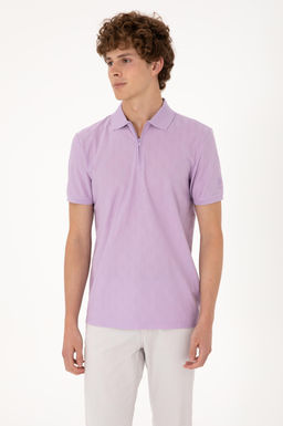 Erkek Regular Fit Fermuarl_ Lila Desenli Ti__rt Sepette S_rpriz _ndirim - U.s. polo assn фото 3