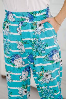 Брюки женские из футера Забава маки на ментоле - Амадэль фото 11