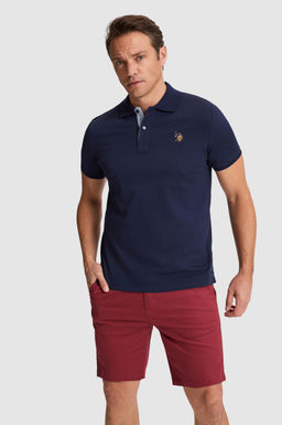 Erkek Lacivert Regular Fit Polo Yaka Basic Ti__rt