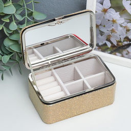 Шкатулка кожзам для украшений Мелкие квадратики. Чёрное серебро 6х7х12 см - Simaland фото 3