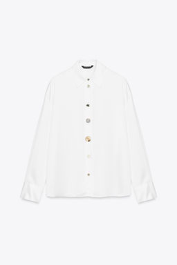 CONTRAST BUTTON SATIN SHIRT - Zara фото 7
