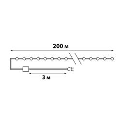 ULD-S20000-2000/DGA WARM WHITE IP20 DEW Гирлянда светодиодная "Роса", 200м. 2000 светодиодов. Теплый белый свет. Провод зеленый. ТМ Uniel