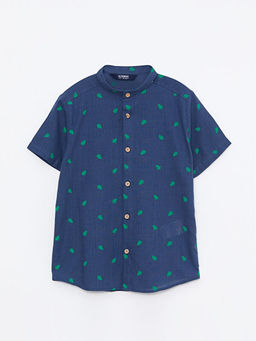 Hakim Yaka Desenli K?sa Kollu Poplin Erkek ?ocuk G?mlek