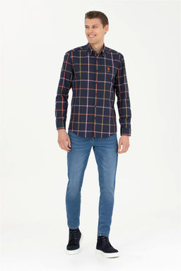 Мужская темно-синяя рубашка с длинным рукавом - U.s. polo assn фото 11