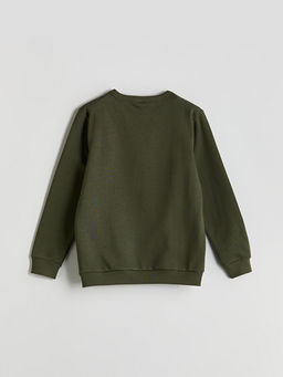 Bisiklet Yaka Bask?l? Erkek ?ocuk Sweatshirt