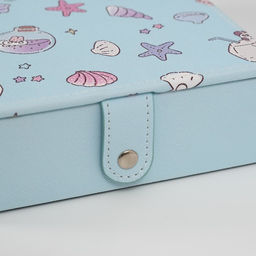 Шкатулка для украшений «Панда и ракушки», с зеркалом, искусственная кожа, голубая, 15×21.5×5.5 см