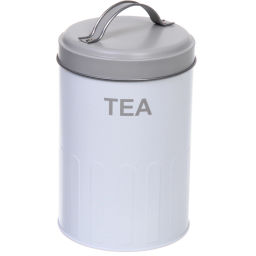 Банка для продуктов металлическая "Ретро" 1300мл, светло-серая, надписи микс