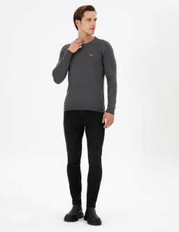 Erkek Slim Fit Bisiklet Yaka Antrasit Melanj Kazak - U.s. polo assn фото 4