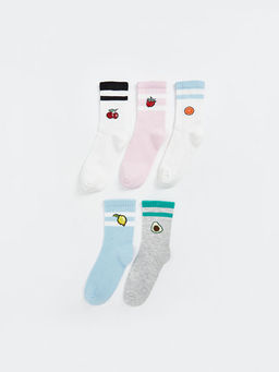 Desenli K?z ?ocuk Soket ?orap 5li