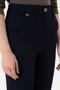 Kad_n A__k Lacivert Carrot High Waist Fit Kanvas Pantolon