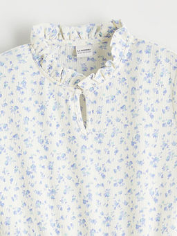 Dik Yaka ?i?ekli K?z ?ocuk Elbise