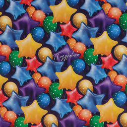 Цена за 10 шт. Бумага упаковочная глянцевая «Воздушные шары», 70 х 100 см