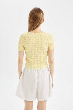 Классная футболка с короткими рукавами и круглым вырезом с принтом - Defacto фото 8