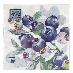 Салфетки бумажные Bouquet Home Collection Classic 33х33см, 3-х слойные, 20 штук в упаковке, 100% целлюлоза, Черника (Россия)  фото 2