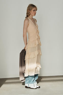 VESTIDO MIDI VOLANTES / Crema - Zara фото 4
