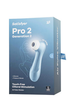 Вакуум-волновой бесконтактный стимулятор клитора Satisfyer PRO 2, силикон, голубой, 15 см  фото 11