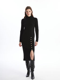 Yar?m Bal?k?? Yaka Kad?n Triko Elbise