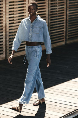 Z1975 MID-WAIST WIDE-LEG JOGGER JEANS - Zara фото 2