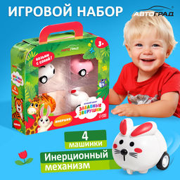 Машинки инерционные «Забавные зверушки», набор 4 шт.