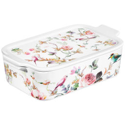 Блюдо д/запекания 2,1 л 29,5*18*8,5 см "Певчие птички" NEW BONE CHINA крышкой прямоугольное, фарфор