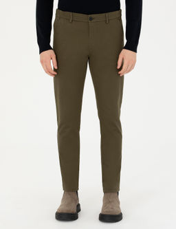 Темно-хаки - парусиновые брюки с эластичным поясом - Cacharel фото 2