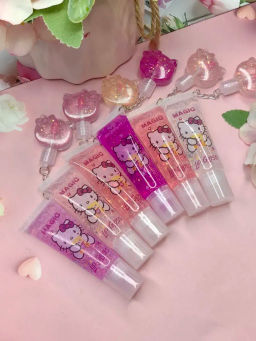 Блеск для губ с брелком Cтич и лабубу