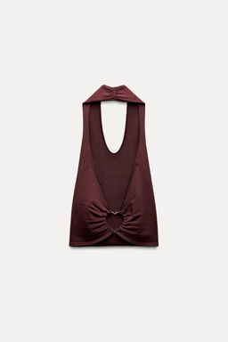 KNIT OPEN BACK TOP WITH HEART APPLIQUE - Zara фото 7