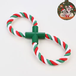 Игрушка тренировочная канатная Зимняя восьмёрка, до 20 см, 100 г,красная/белая/зелёная 79161