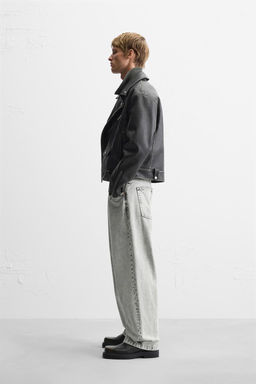 WASHED LEATHER EFFECT BIKER JACKET - Zara фото 4