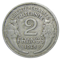 Монета 2 франка 1948 года Франция