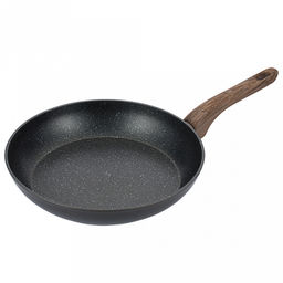 Сковорода с двухслойным антипригарным покрытием Terra д28см, h5,2см, s2,6мм, дно s3,1мм, индукционное дно д19см, кованный алюминий, бакелитовая ручка с покрытием soft-touch, имитирующим текстуру дерева, Regent (Китай) Подходит для всех видов пл