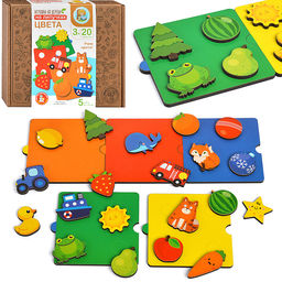 Игрушка из дерева на липучках "Цвет" 20 элементов