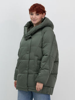 Куртка зимняя женская с капюшоном модная цвета хаки 7651Kh - Visdeer фото 7