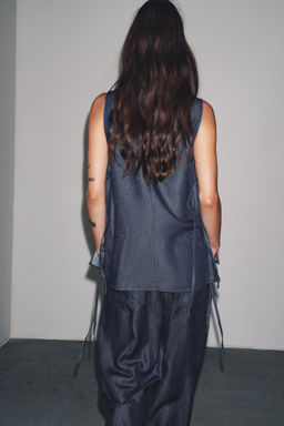 ZW COLLECTION DENIM TIE TOP - Zara фото 18