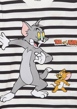 Tom & Jerry Bask?l? Beyaz Tisort - Mavi фото 5
