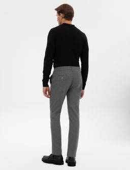 Gri Slim Fit Beli Lastikli Kordonlu Kanvas Pantolon - Pierre cardin фото 4