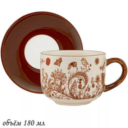 Чашка с блюдцем 180 мл ПТИЧИЙ ДВОРИК в под.уп.(х24) арт.110381