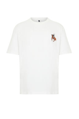 TRENDYOL MAN Ekru Oversize/Genis Kesim At/Hayvan Nak?sl? K?sa Kol %100 Pamuklu T-Shirt TMNSS24TS00089 - Trendyolmilla фото 8