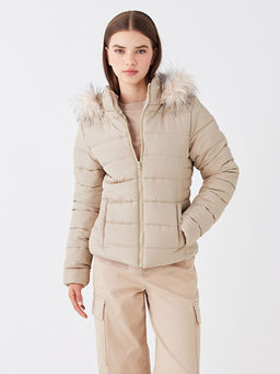 Kap??onlu D?z Uzun Kollu Kad?n ?i?me Mont