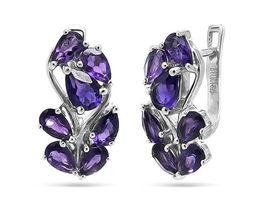 Серьги из серебра аметист, Брюнетка